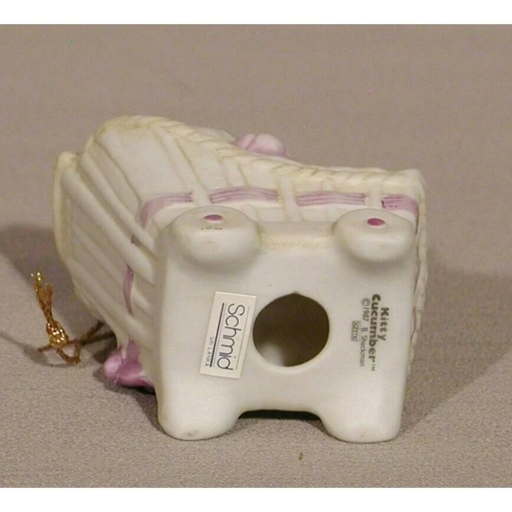 Schmid Kitty Cucumber Ornament  -‎ Baby Kitty in Carriage 1987